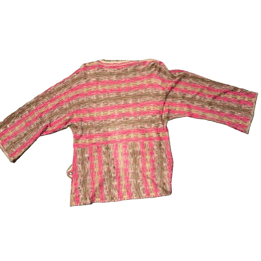 Nic & Zoe 100% Silk Open Cardigan M Tie Front Pink Tan - Picture 5 of 7